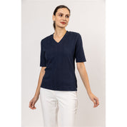 T-shirt rib v-neck s/s