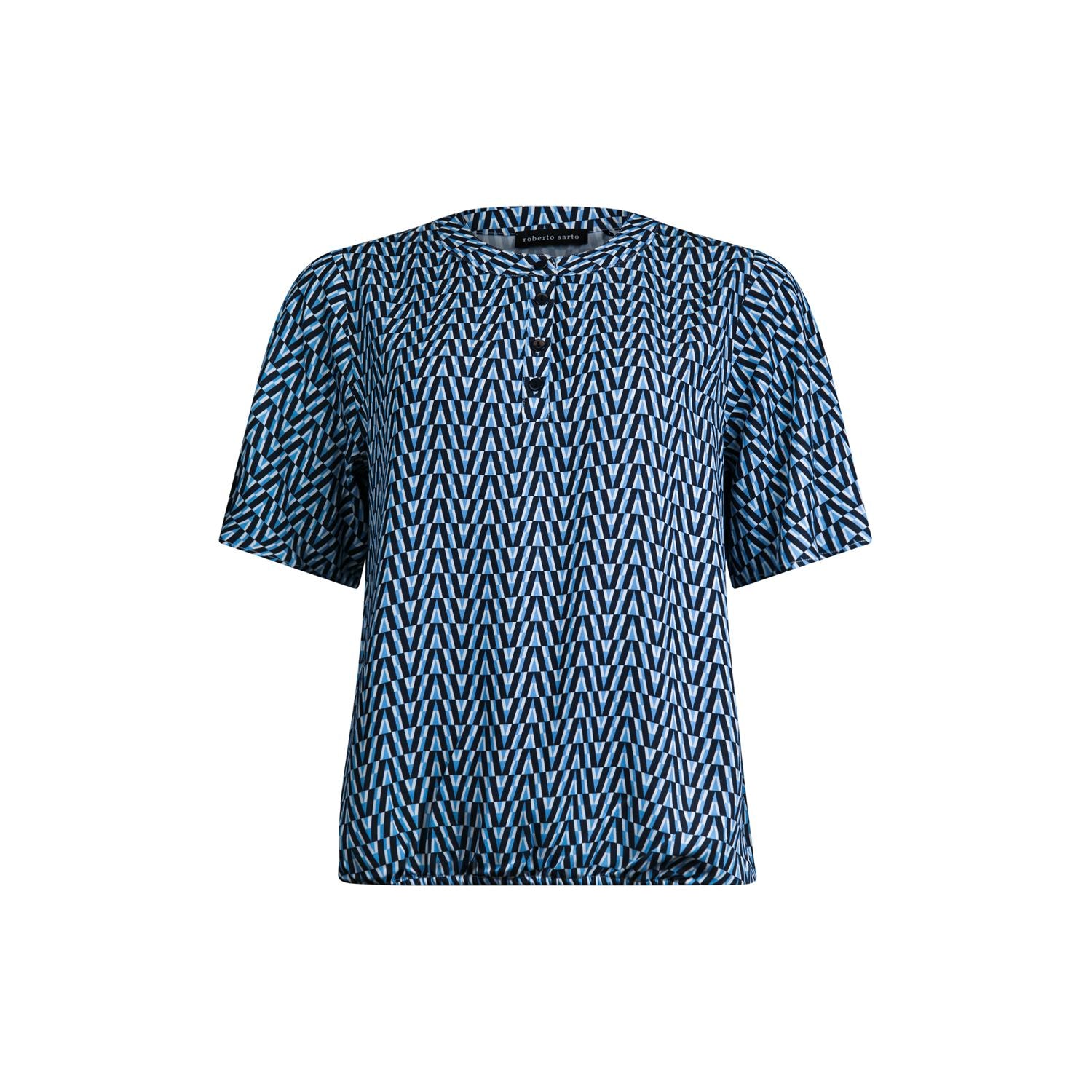 Woven blouson o-neck s/s