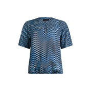 Woven blouson o-neck s/s