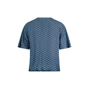 Woven blouson o-neck s/s