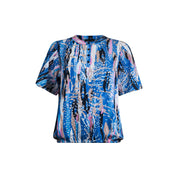 Woven blouson o-neck s/s