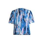 Woven blouson o-neck s/s