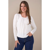 Blouson ronde hals geplooid