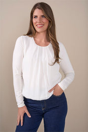Blouson ronde hals geplooid