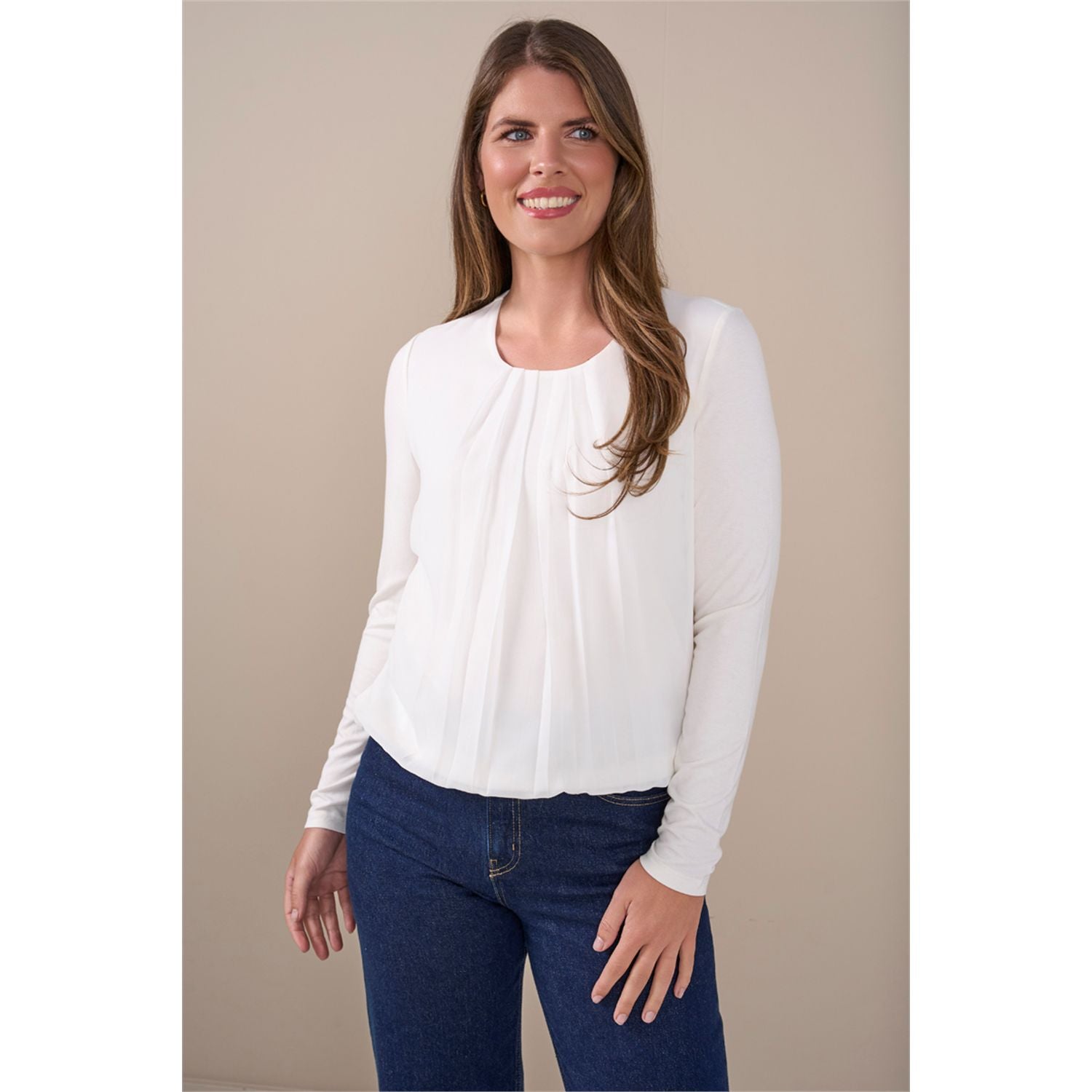 Blouson ronde hals geplooid