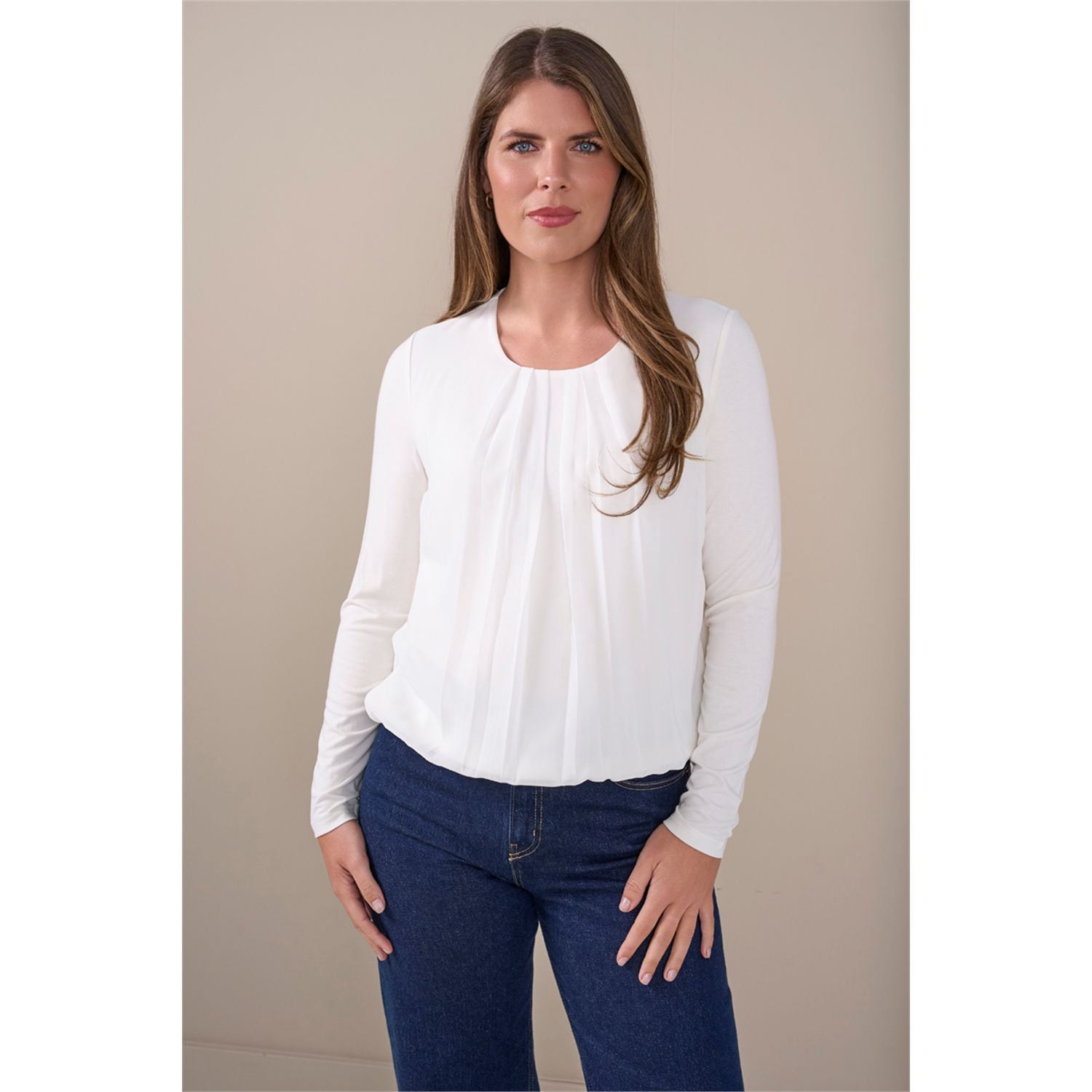 Blouson ronde hals geplooid