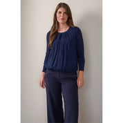 Blouson ronde hals geplooid