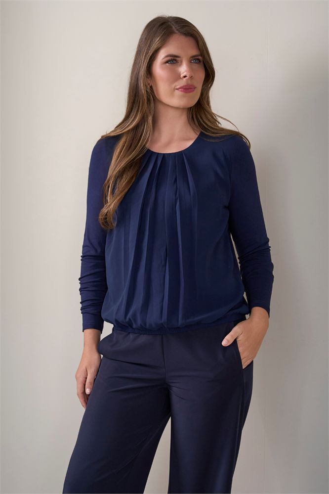 Blouson ronde hals geplooid