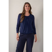 Blouson ronde hals geplooid