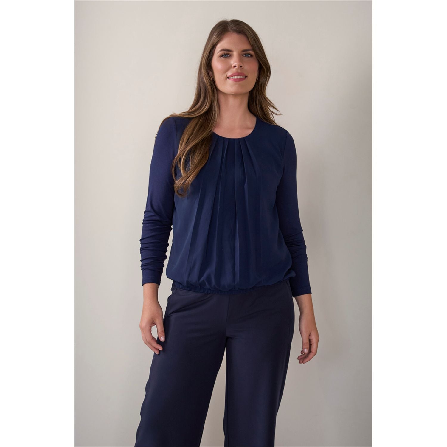 Blouson ronde hals geplooid