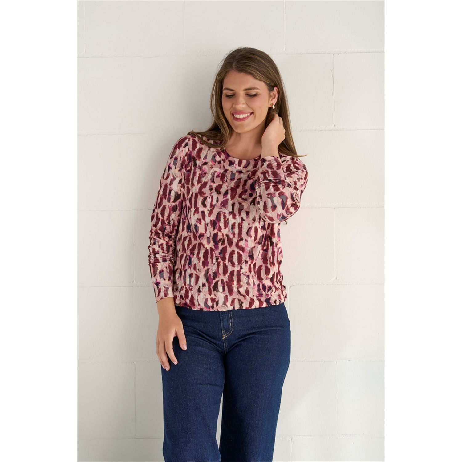 Blouson print ronde hals