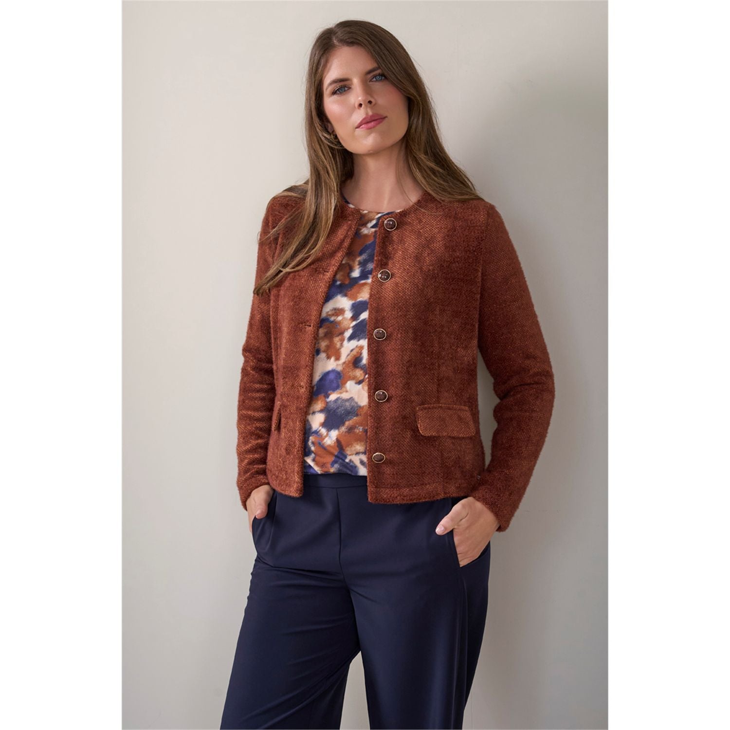 Blouson print ronde hals