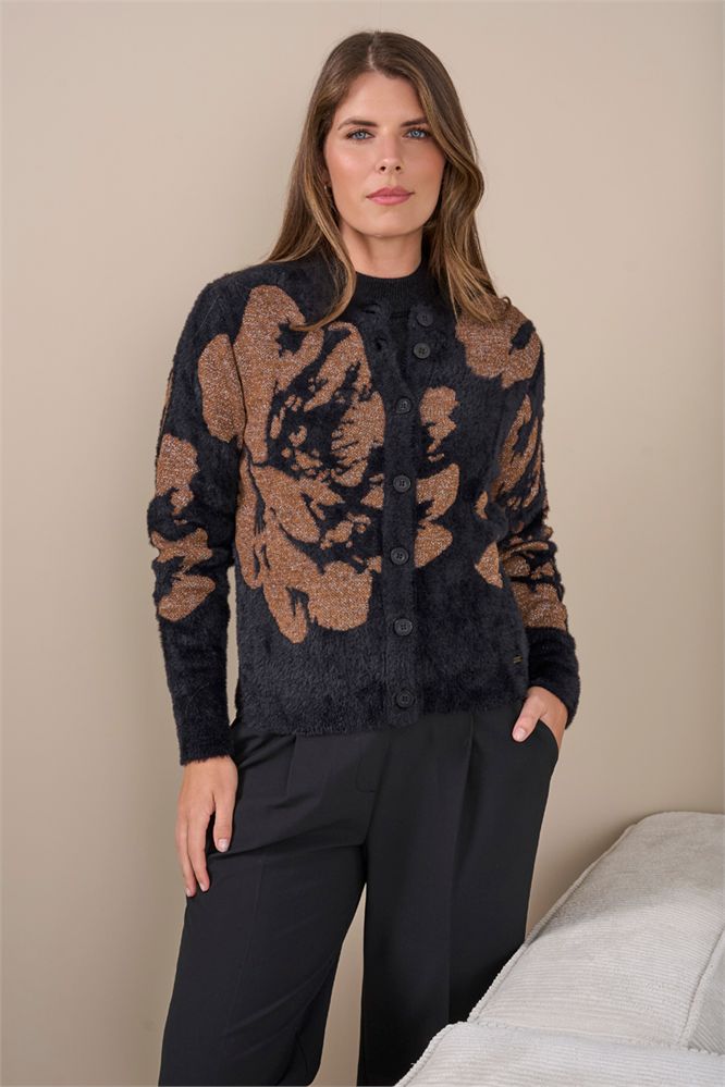 Vest ronde hals jacquard