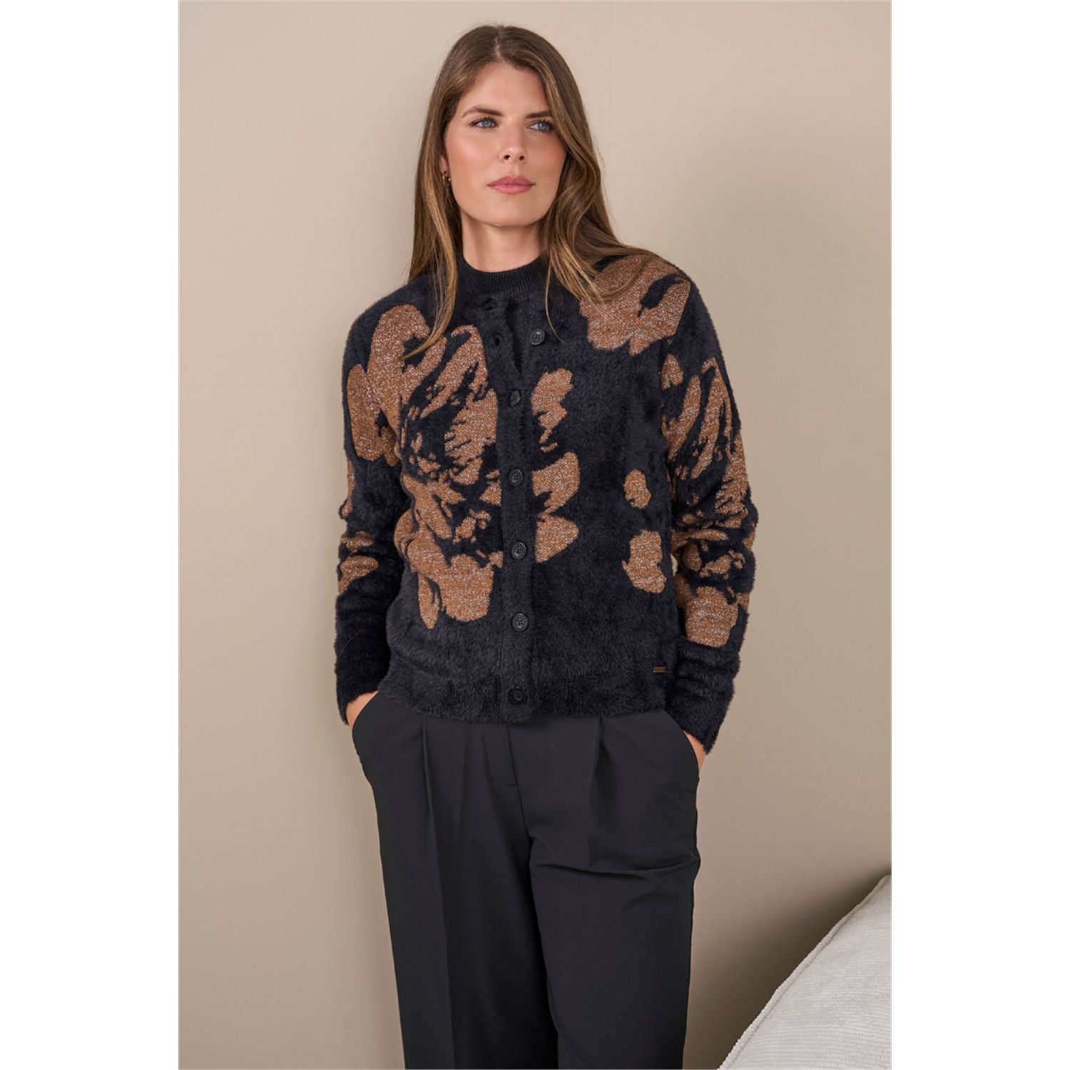 Vest ronde hals jacquard