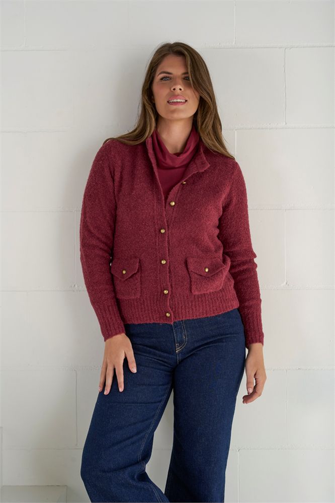 Vest ronde hals bouclé