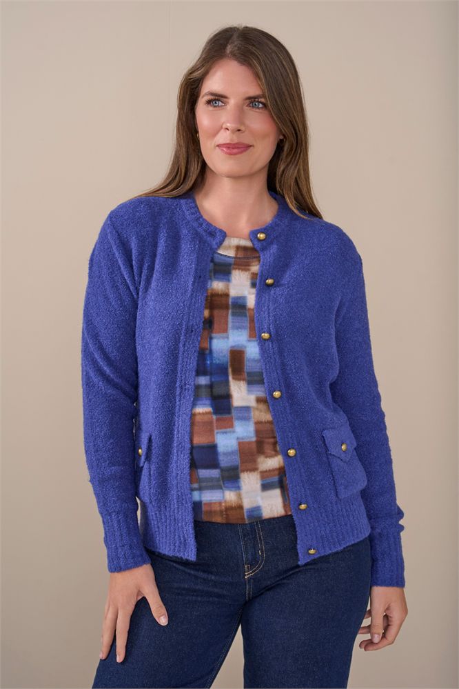 Vest ronde hals bouclé