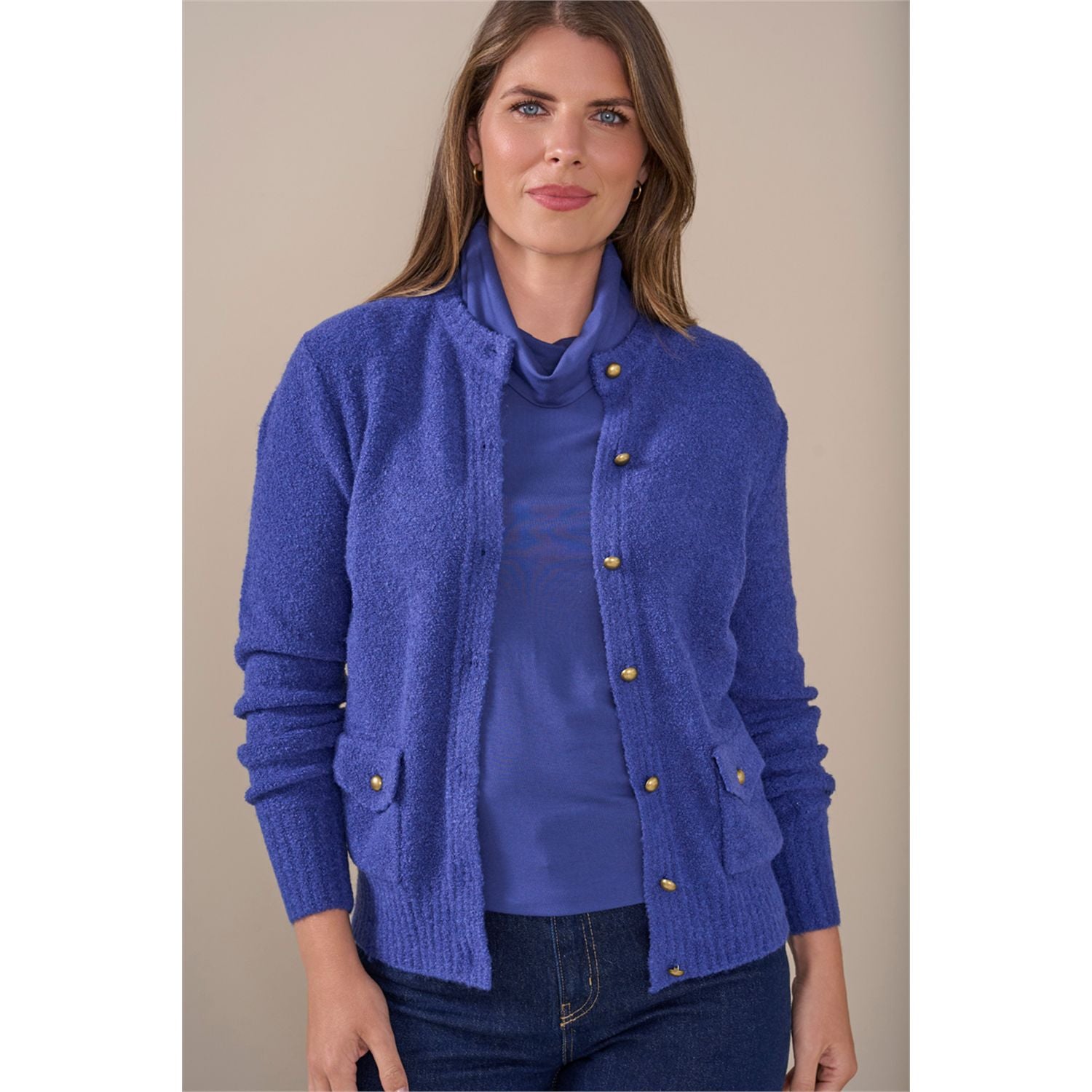 Vest ronde hals bouclé
