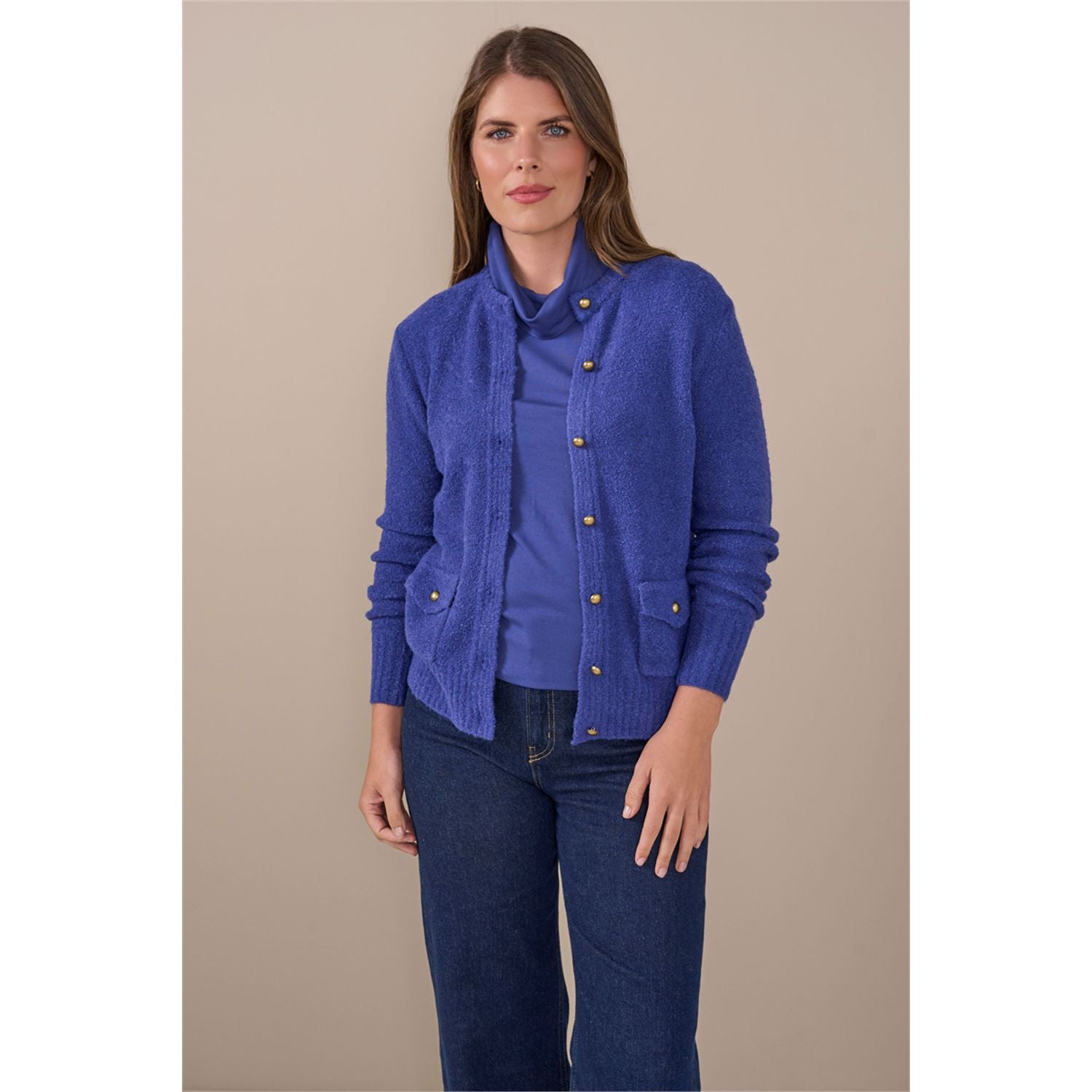 Vest ronde hals bouclé